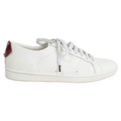 SAINT LAURENT LIPS CLASSIC COURT Turnschuhe aus weißem Leder 39,5