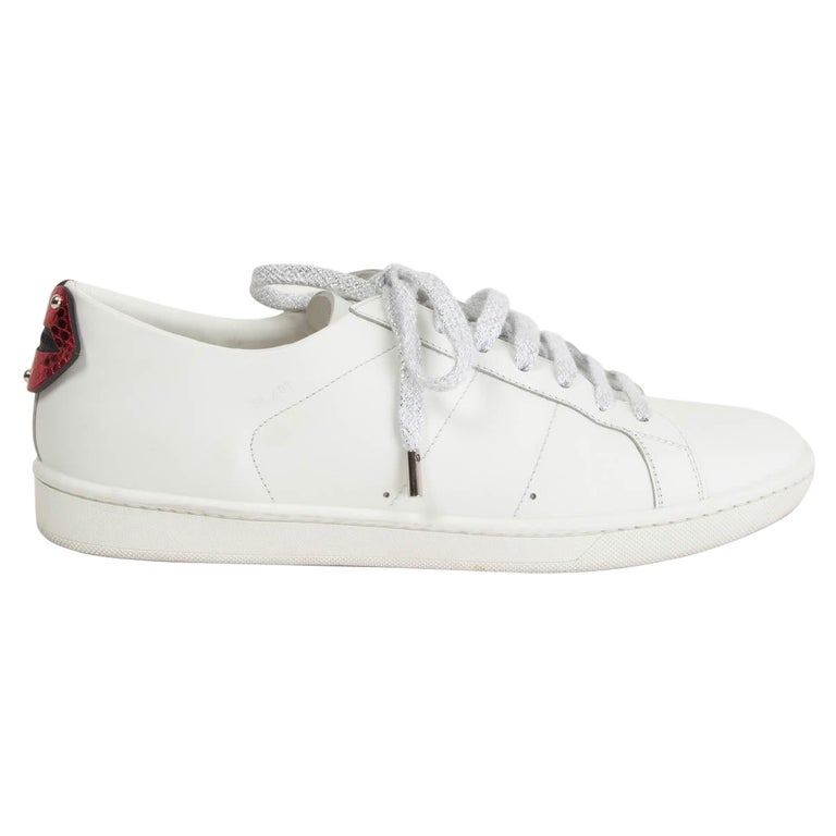 SAINT LAURENT white leather LIPS CLASSIC COURT Sneakers  display picture 2