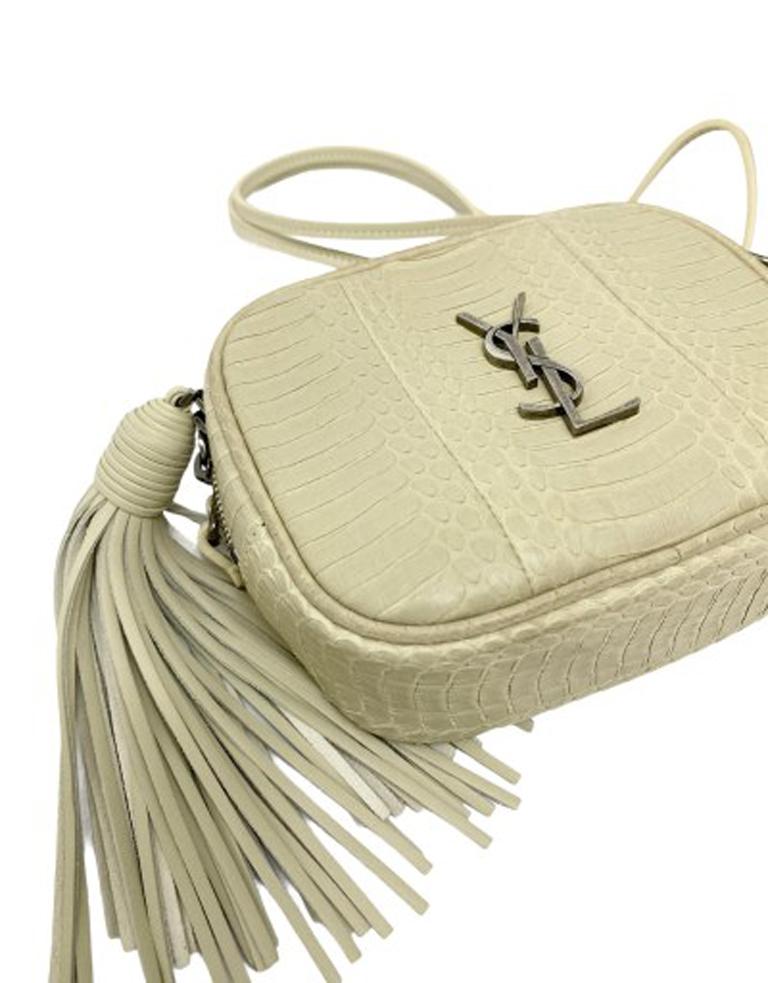 Saint Laurent White Leather Mini Camera Bag In Excellent Condition In Torre Del Greco, IT