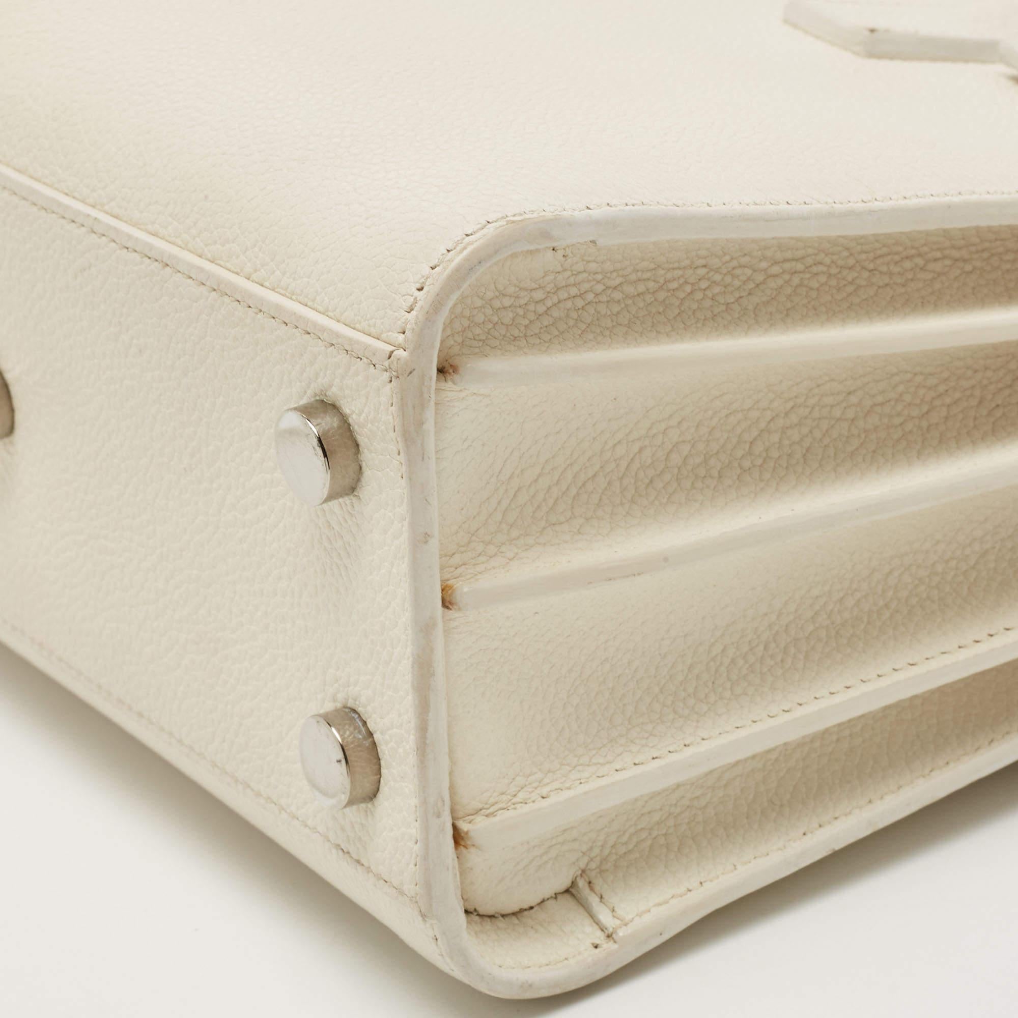 Saint Laurent Weißes Leder Nano Classic Sac De Jour Tote 14