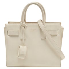 Saint Laurent White Leather Nano Classic Sac De Jour Tote