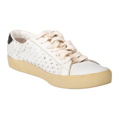 Saint Laurent Scarpe da ginnastica in pelle bianca traforata taglia IT 41