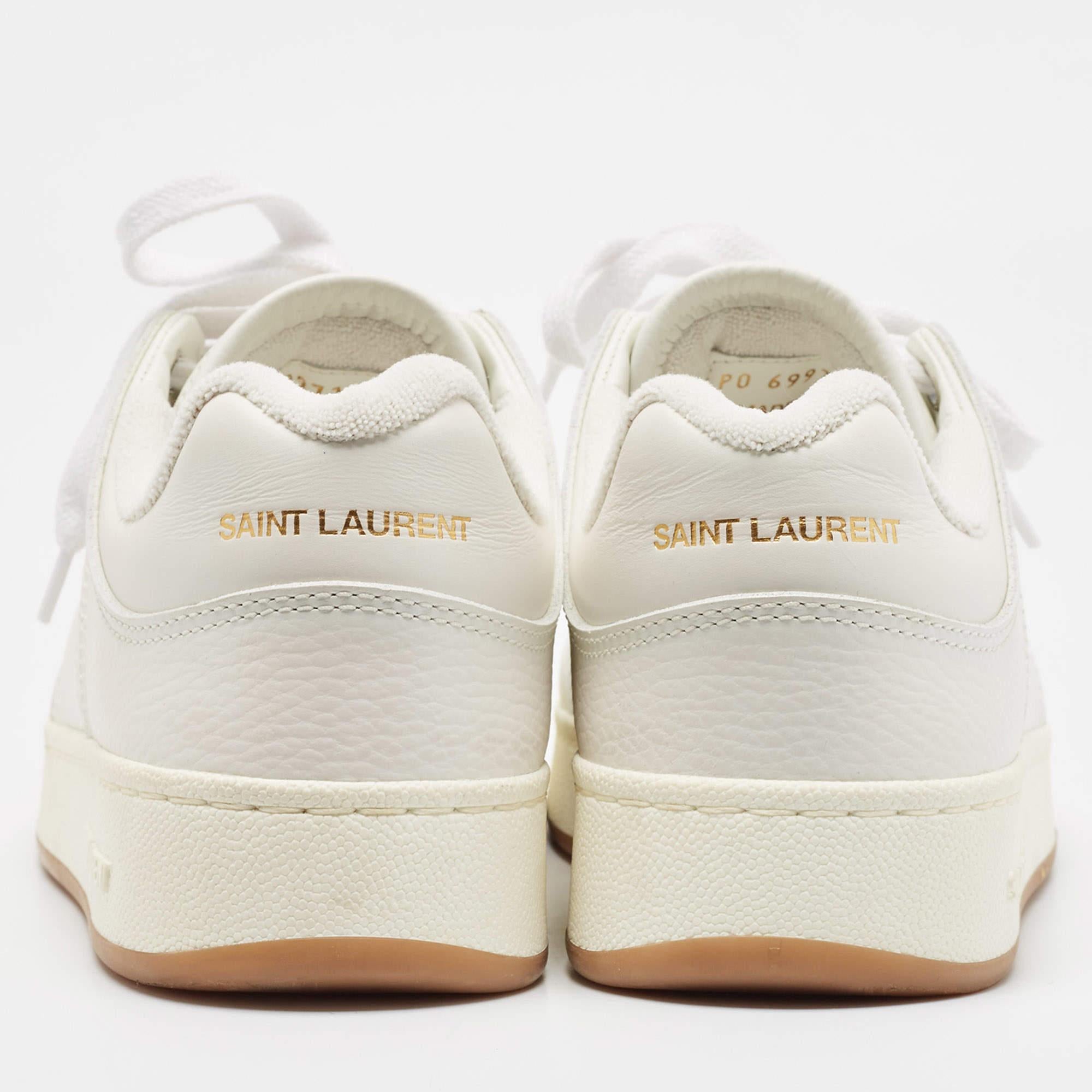 Saint Laurent White Leather SL/61 Lace Up Sneakers Size 40 For Sale 1