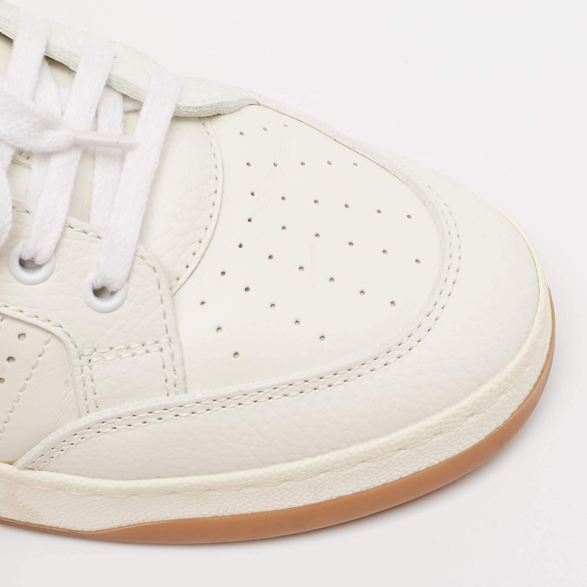 Saint Laurent White Leather SL/61 Lace Up Sneakers Size 40 For Sale 3