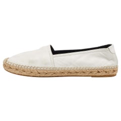 Saint Laurent White Leather Slip On Espadrilles Flats Size 37