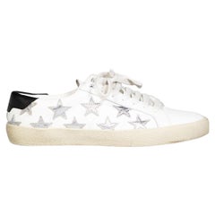 Saint Laurent White Leather Star Low Top Trainers Size IT 39.5