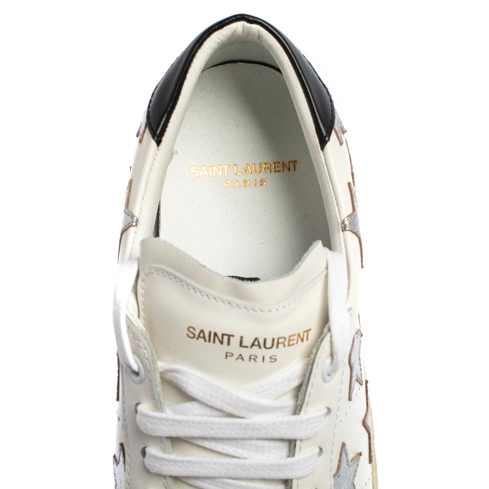 Saint Laurent White Leather Star Patch Low Top Sneakers Size 39.5 1