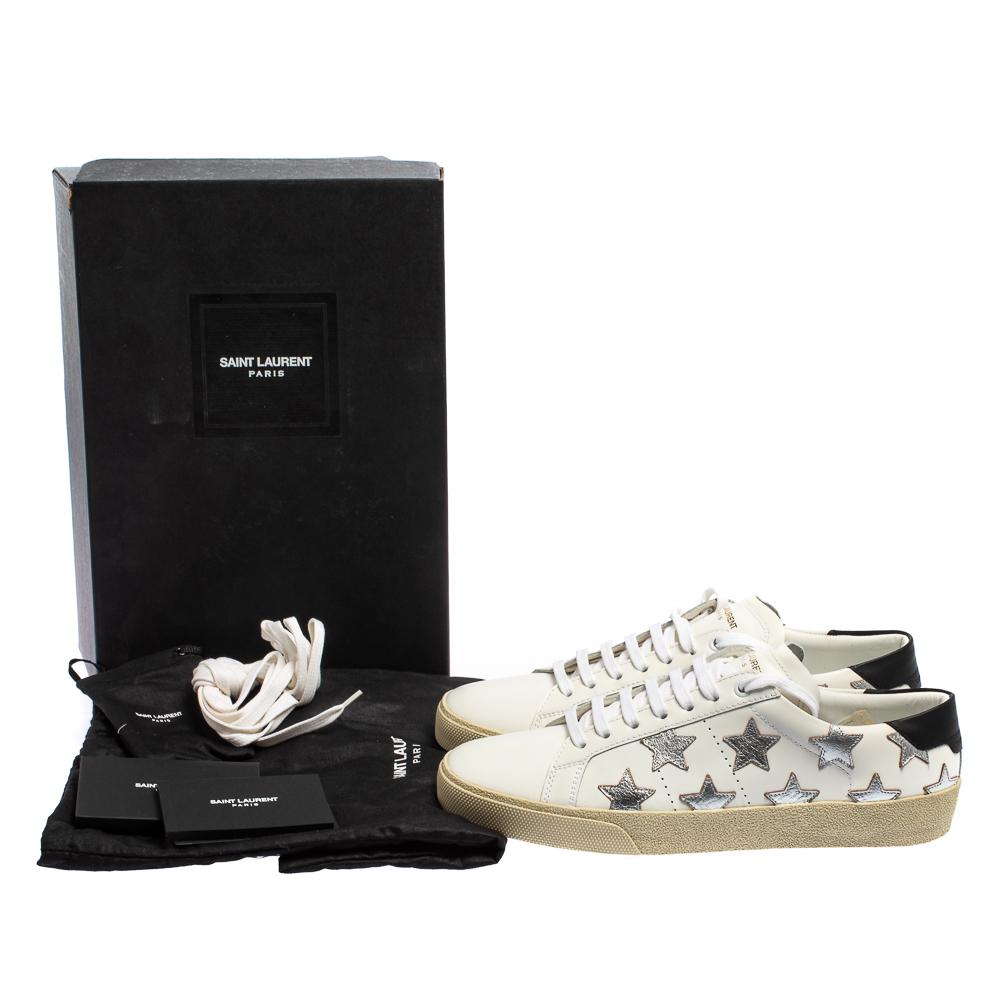 Saint Laurent White Leather Star Patch Low Top Sneakers Size 39.5 3