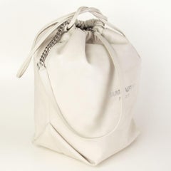SAINT LAURENT white leather TEDDY BUCKET Shoulder Bag