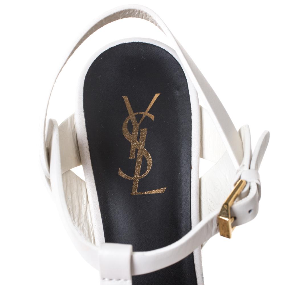 Saint Laurent White Leather Tribute Platfrom Sandals Size 39 1