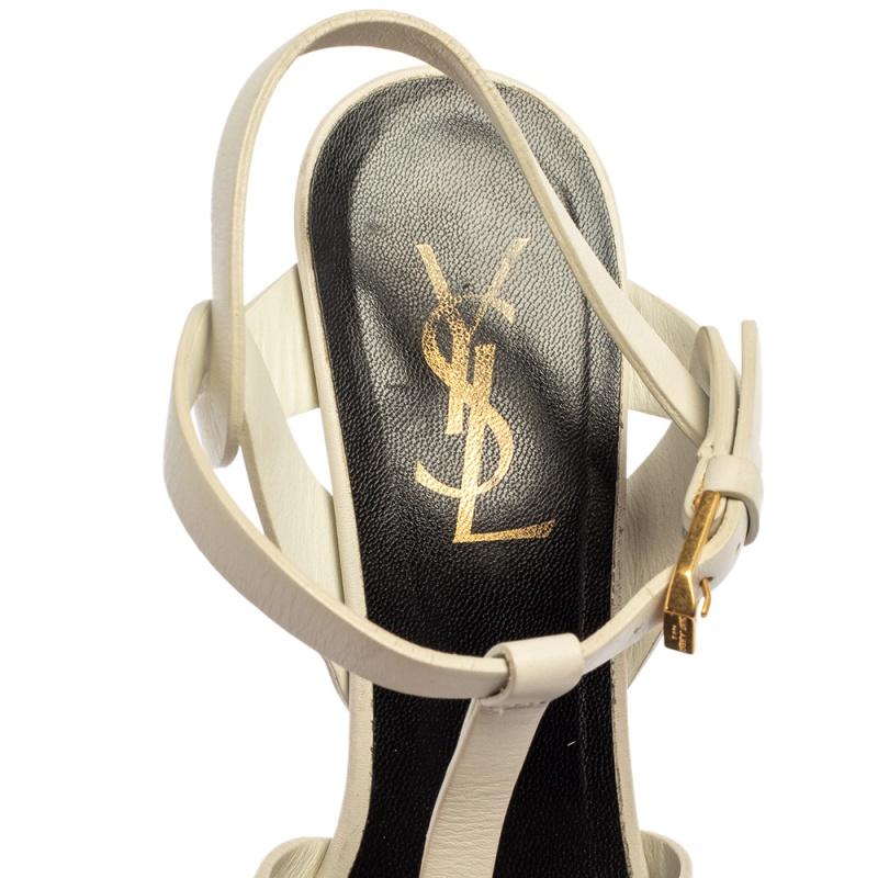 Saint Laurent White Leather Tribute Sandals Size 36.5 2