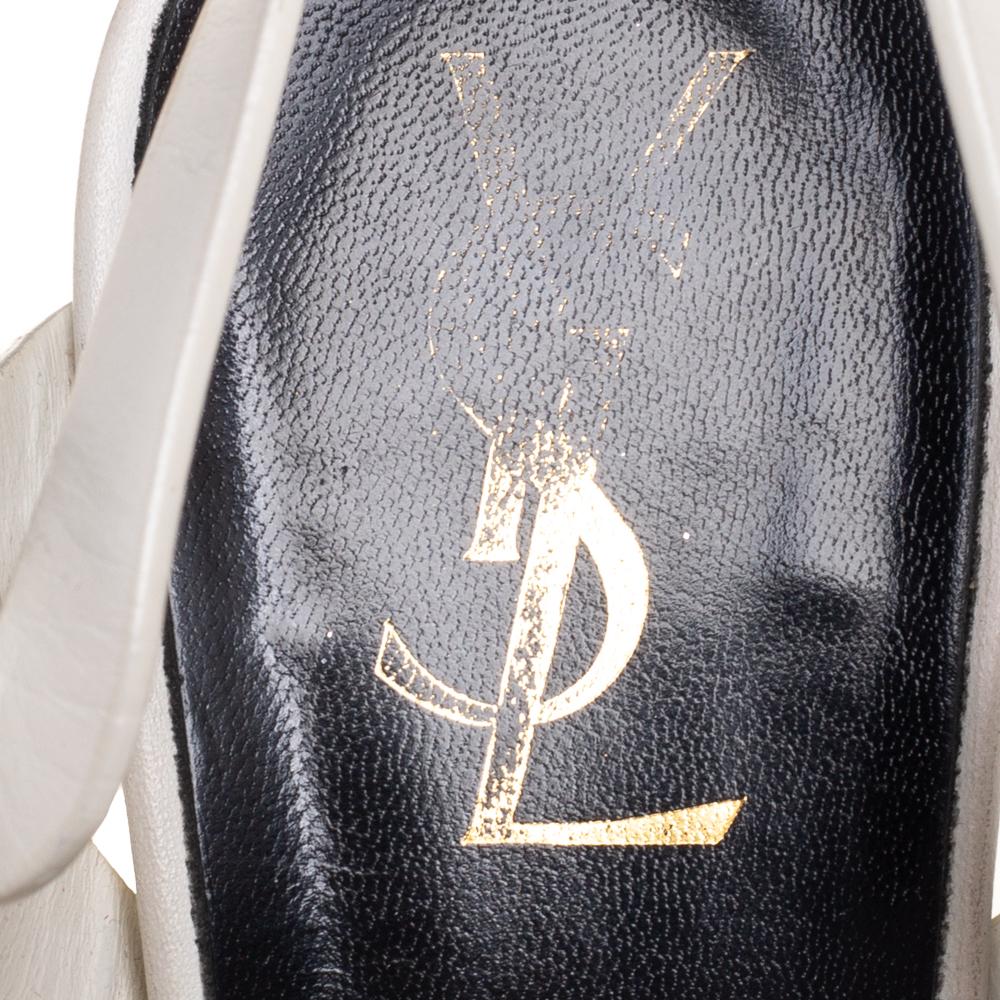Saint Laurent White Leather Tribute Sandals Size 38.5 2