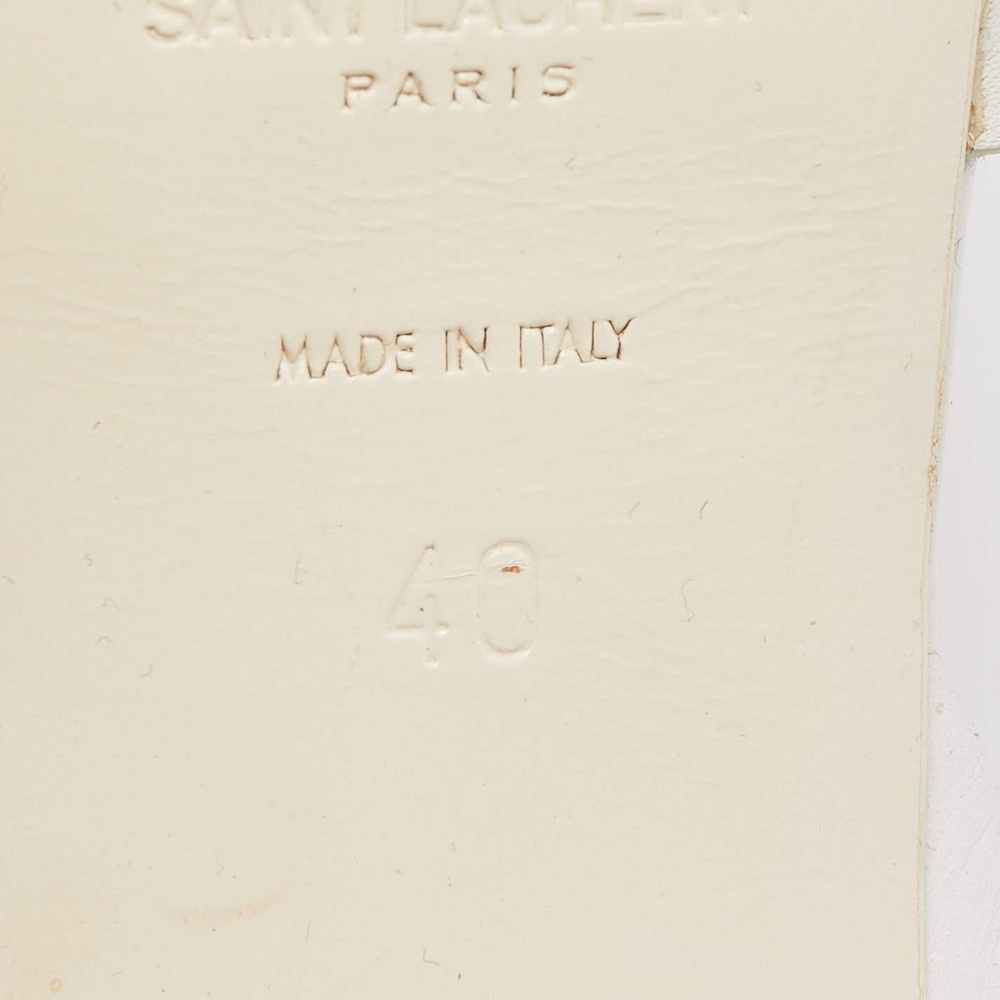 Saint Laurent White Leather Tribute Sandals Size 40 For Sale 2