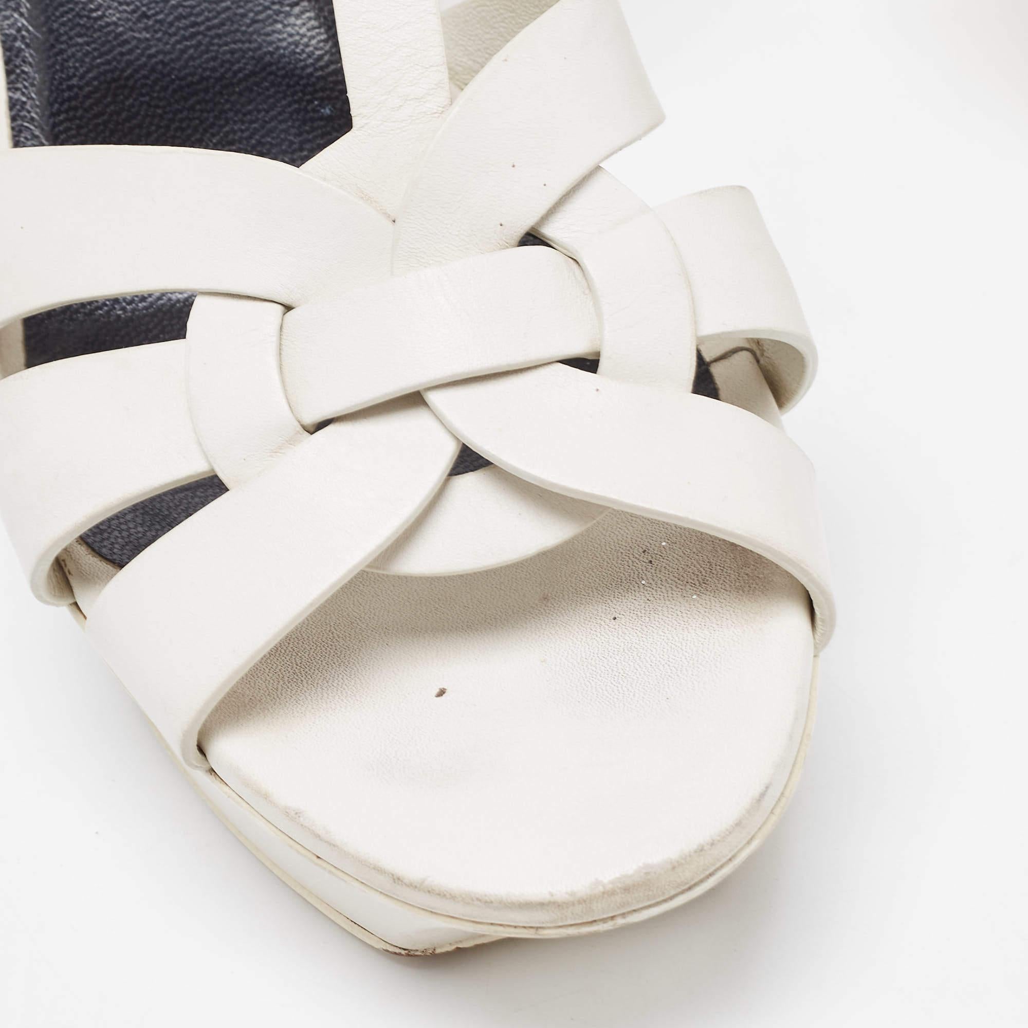 Saint Laurent White Leather Tribute Sandals Size 40.5 1