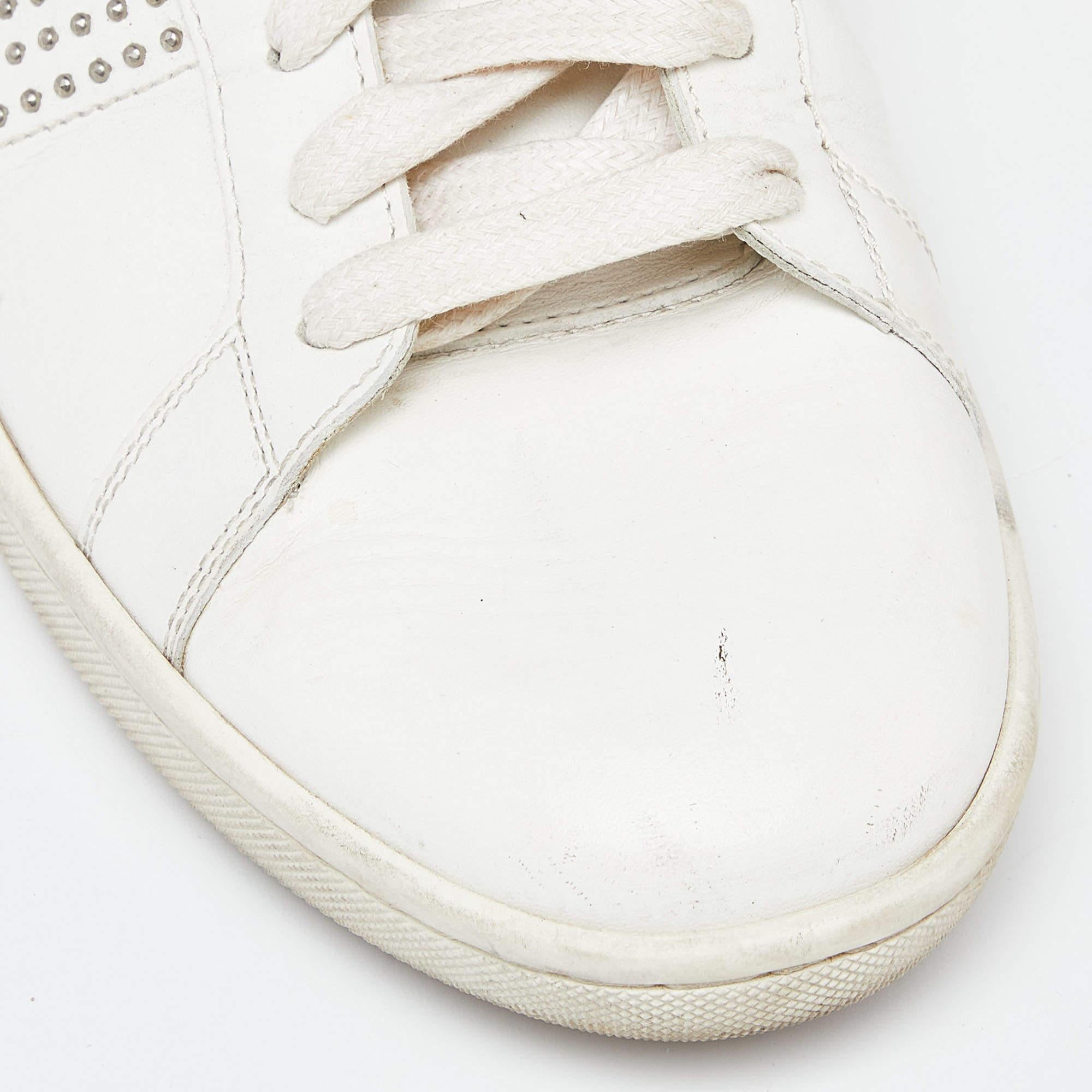 Saint Laurent White Leather Wolly High Top Sneakers Size 40 For Sale 1