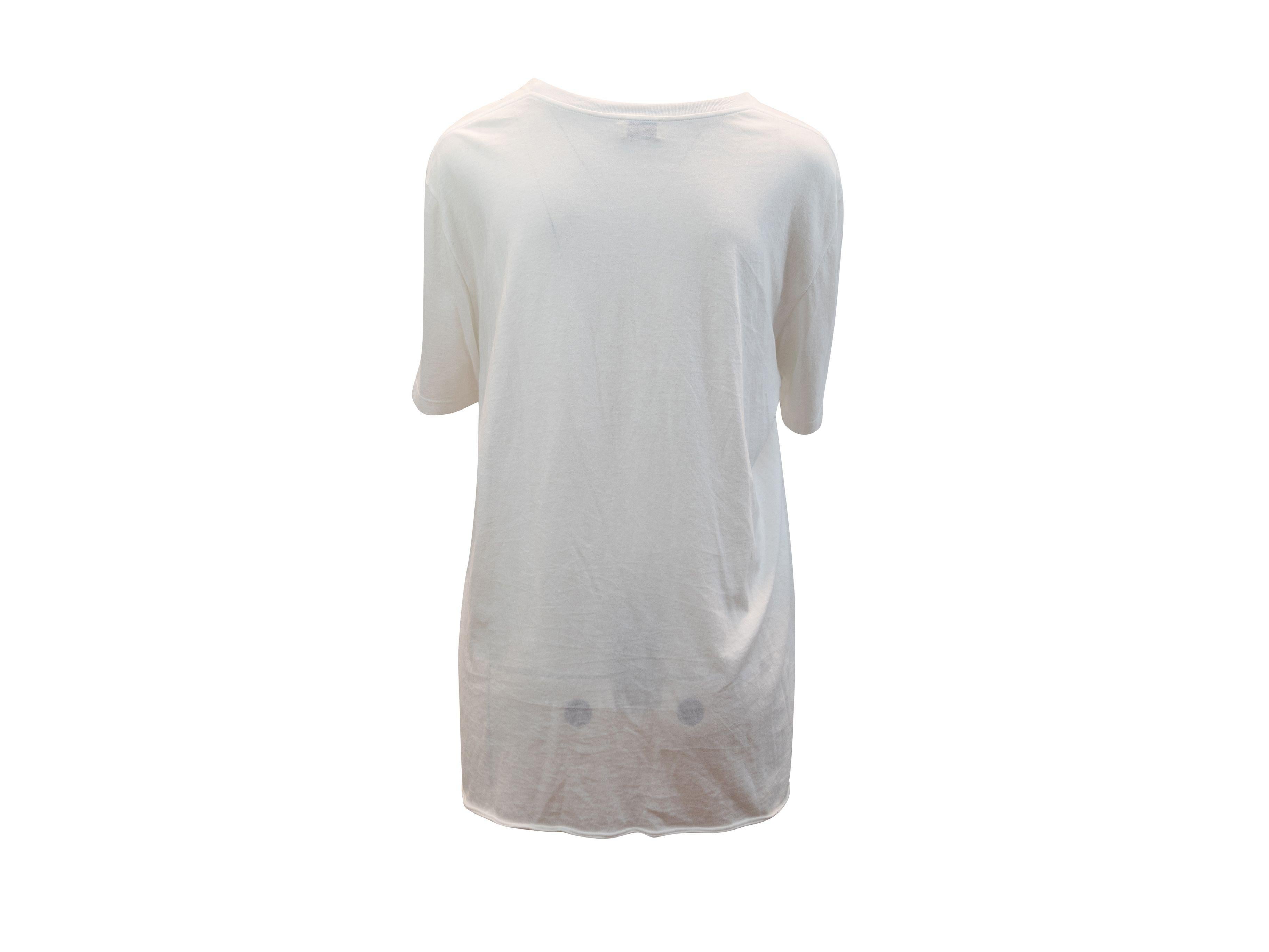 Saint Laurent White & Multicolor Logo Print T-Shirt 2