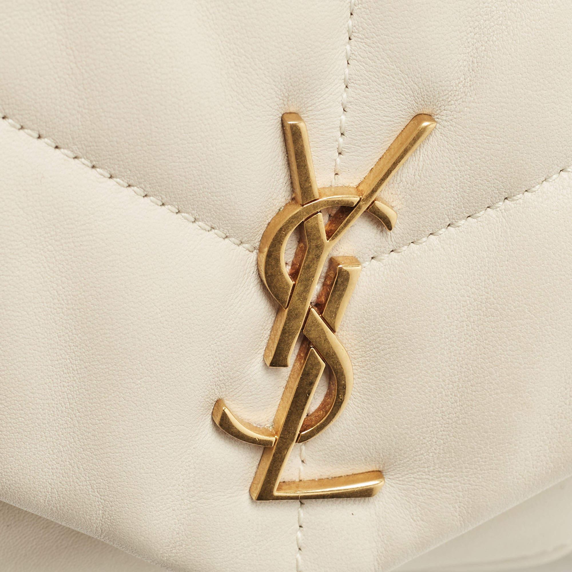 Saint Laurent White Quilted Leather Mini Puffer Toy Flap Bag 6
