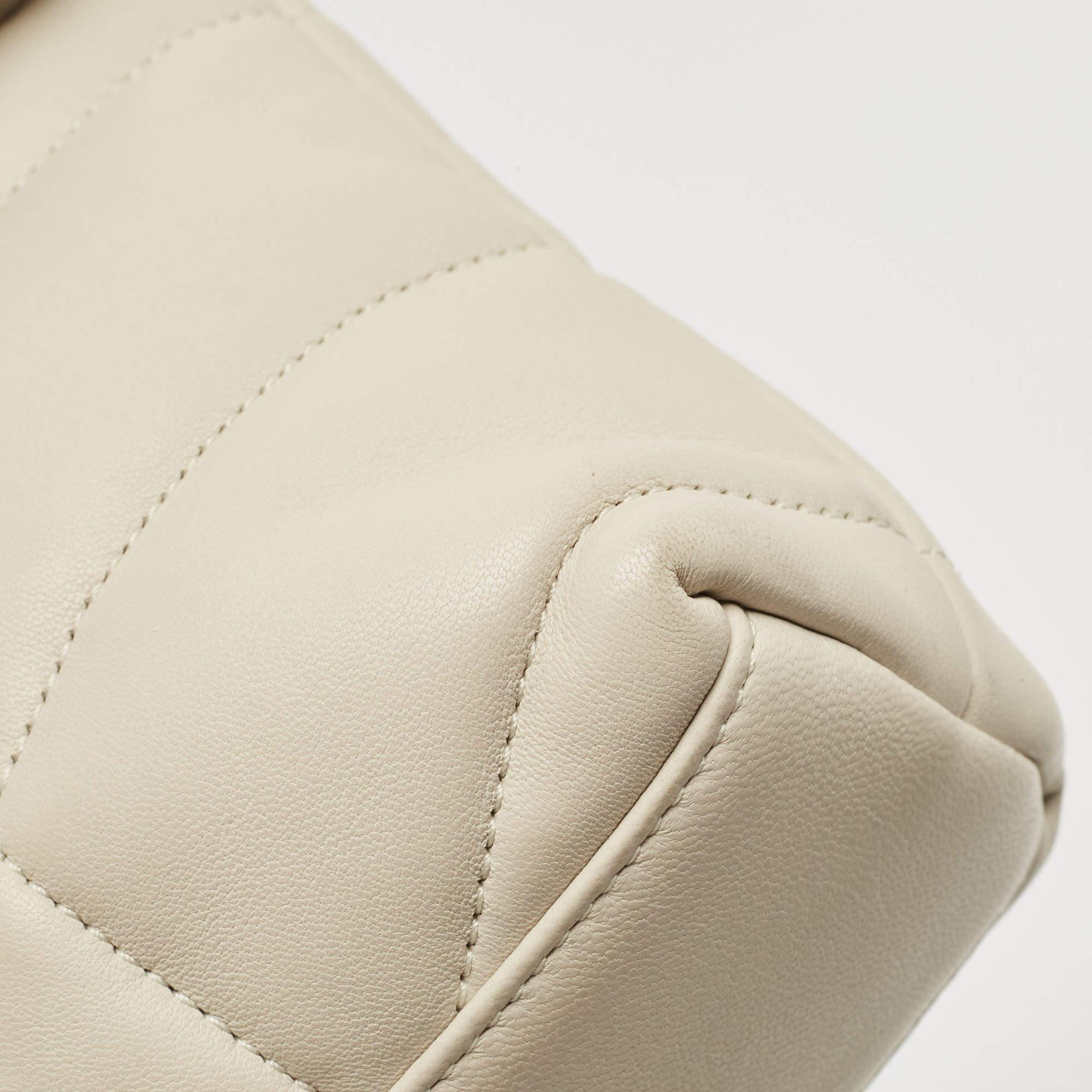 Women's Saint Laurent White Quilted Leather Mini Puffer Toy Flap Bag