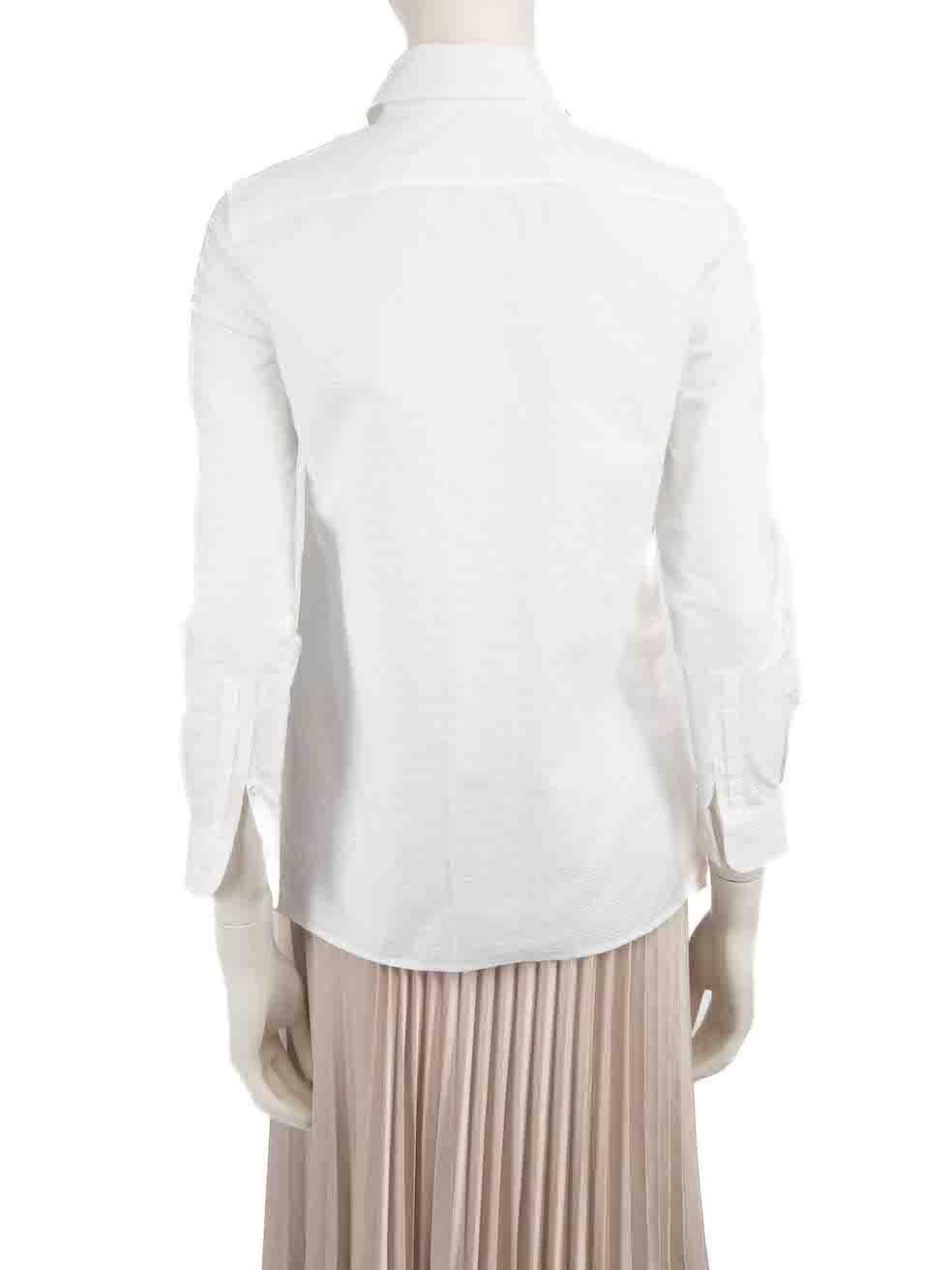 Saint Laurent White Ruffle Detail Blouse Size S In Good Condition For Sale In London, GB