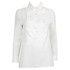 Saint Laurent White Ruffle Detail Blouse Size S