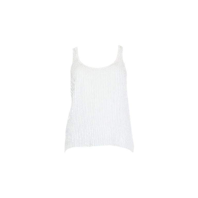 SAINT LAURENT white SEQUIN Tank Top Shirt 40 M
