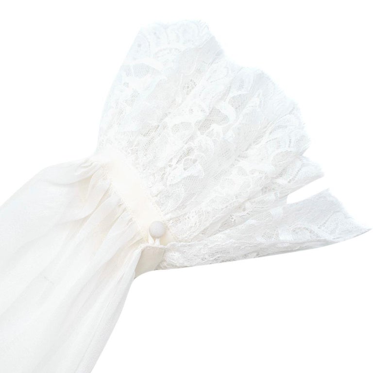 Saint Laurent White Sheer Silk Georgette Ruffled Shirt - Size US 0-2 For  Sale at 1stDibs | silk cami top