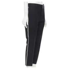 SAINT LAURENT weiße formelle Hose mit seitlichem Flechtbesatz S