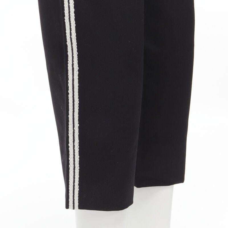 Black SAINT LAURENT white side braided trimming formal trousers S For Sale