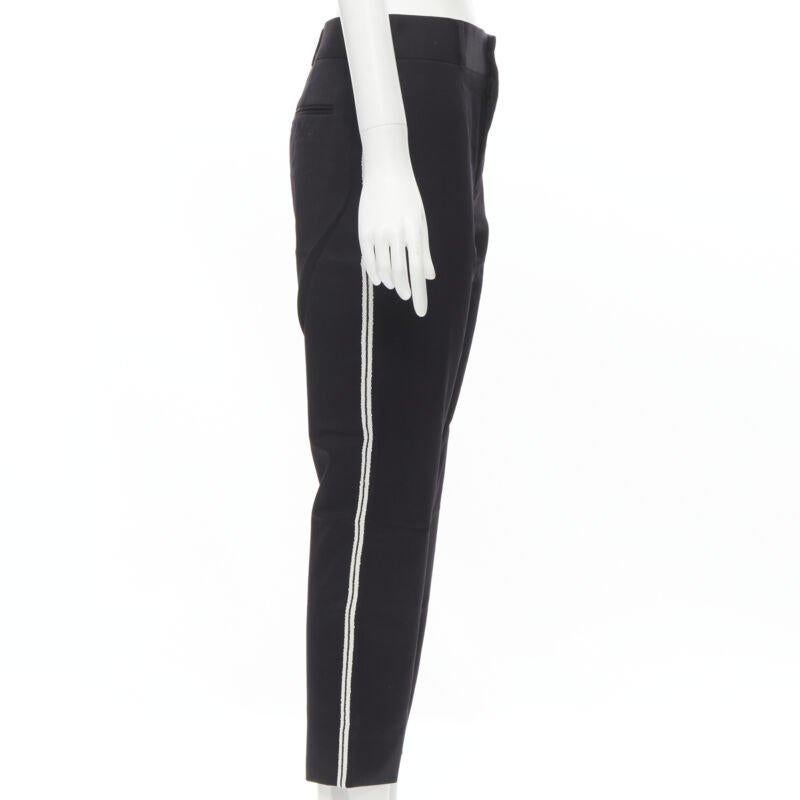 Women's SAINT LAURENT white side braided trimming formal trousers S For Sale