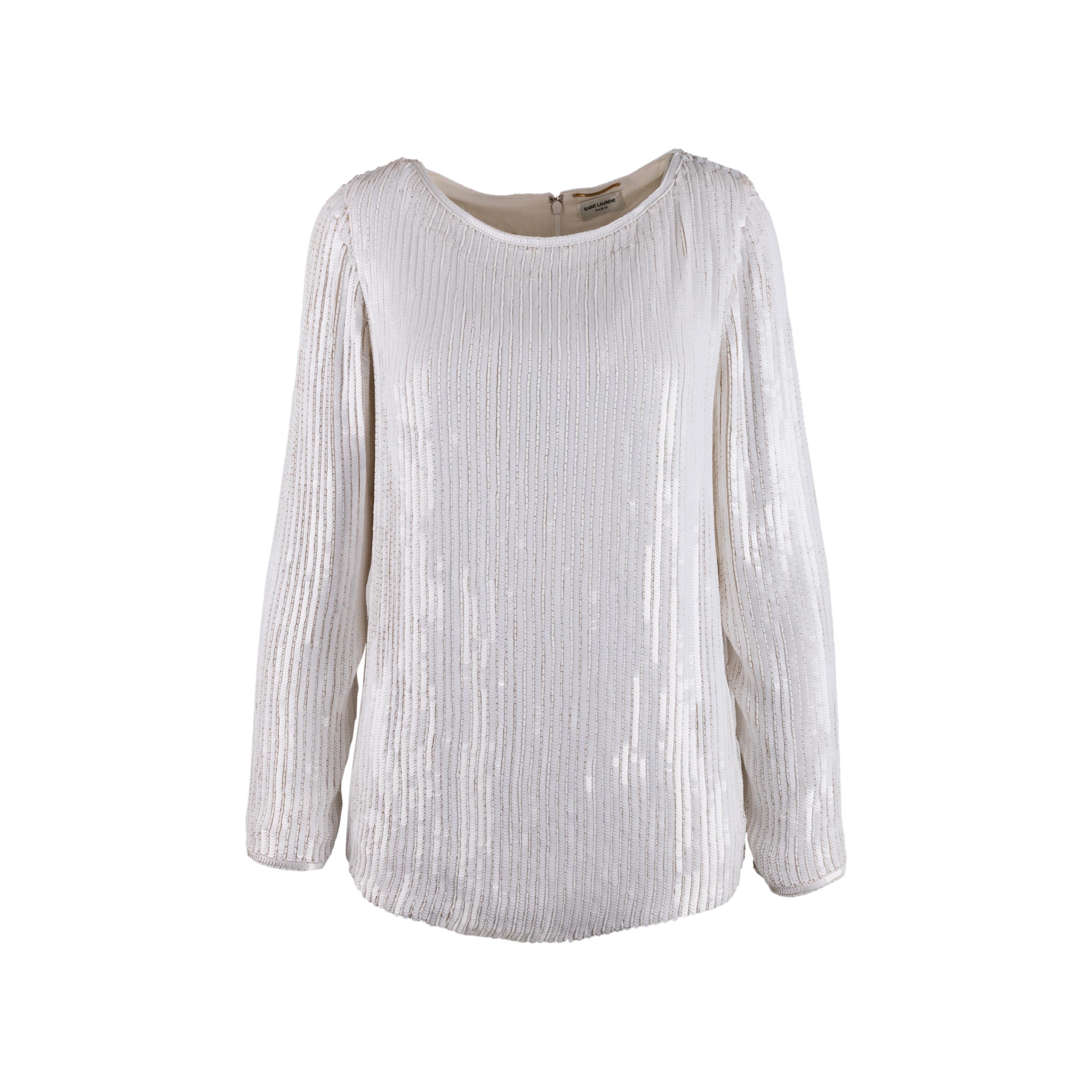 Saint Laurent White Silk Blouse In Excellent Condition For Sale In Milano, IT