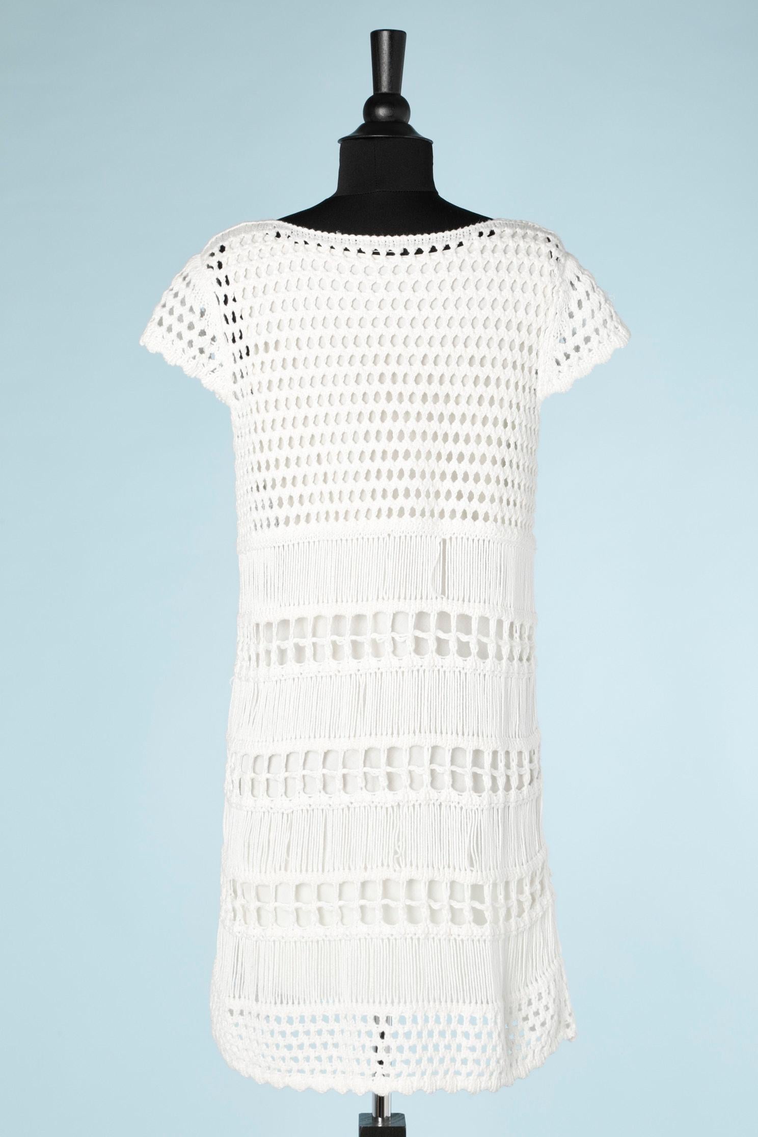 Saint Laurent white summer crochet dress