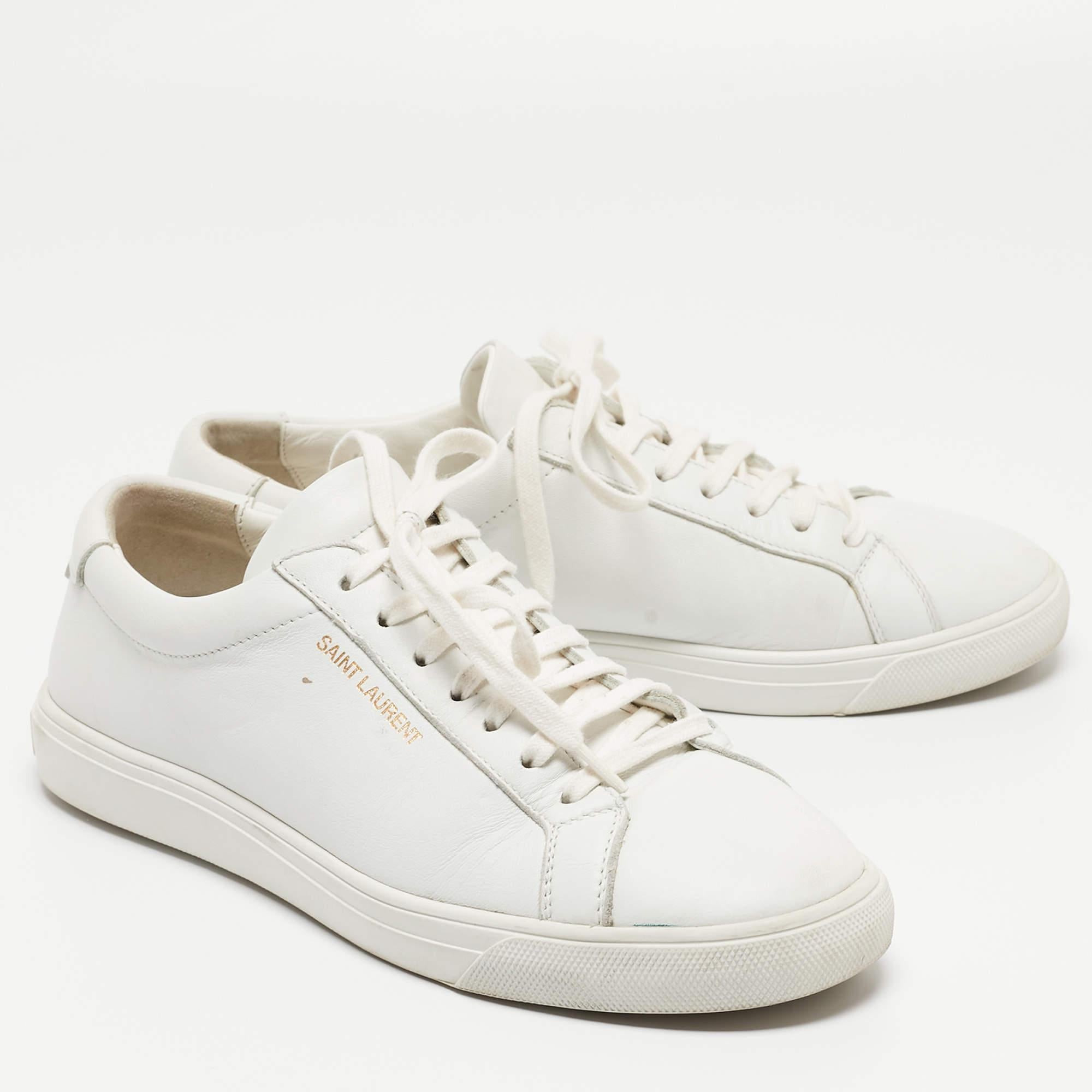 Women's Saint Laurent White White Leather Low Top Sneakers Size 38.5