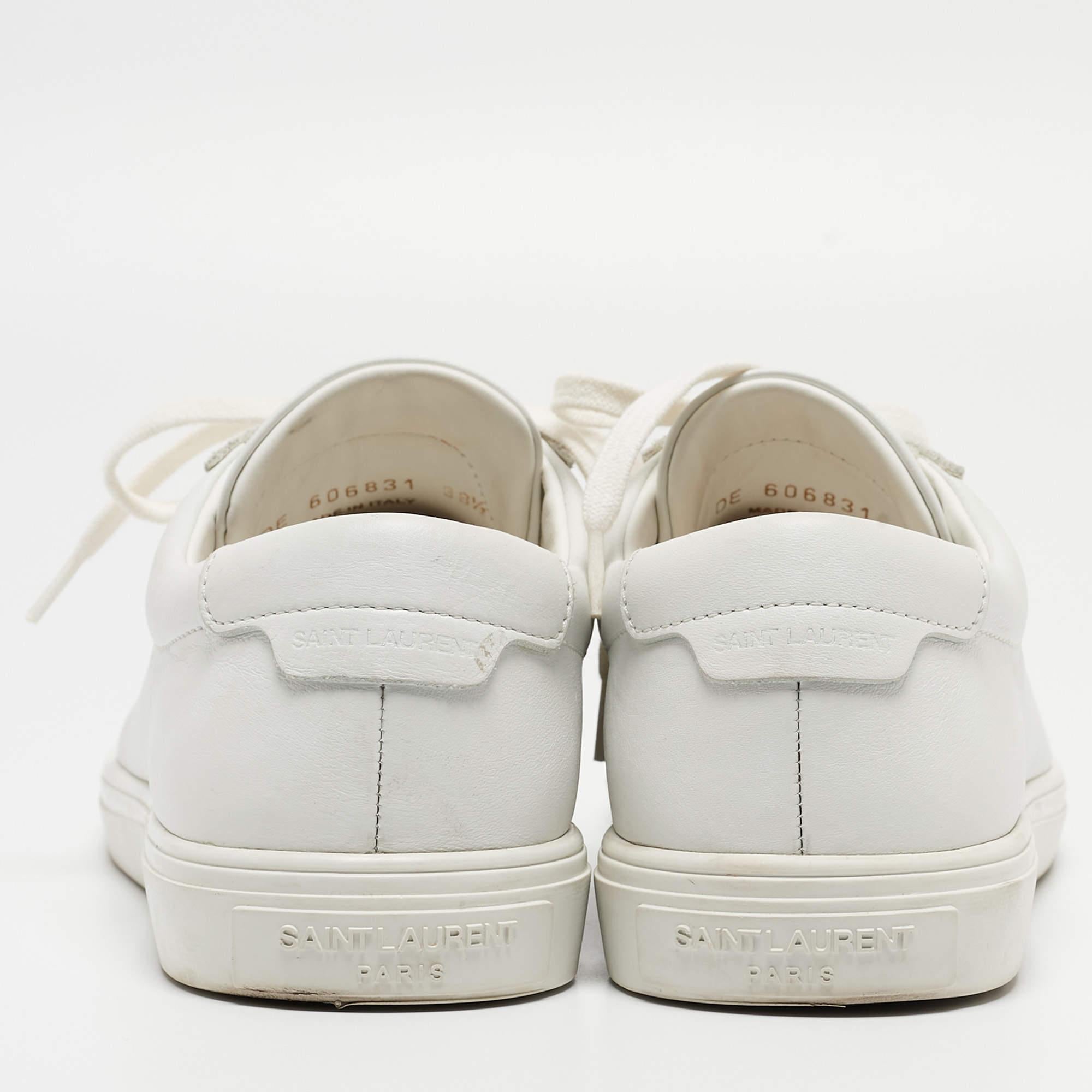 Saint Laurent White White Leather Low Top Sneakers Size 38.5 1
