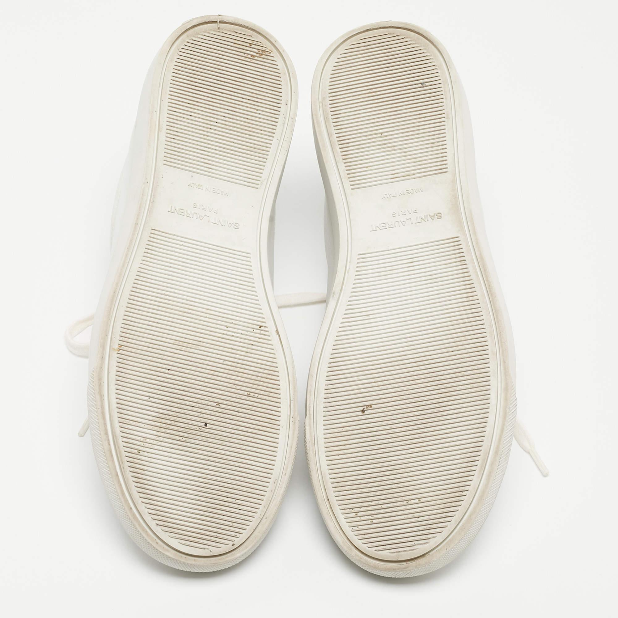 Saint Laurent White White Leather Low Top Sneakers Size 38.5 2