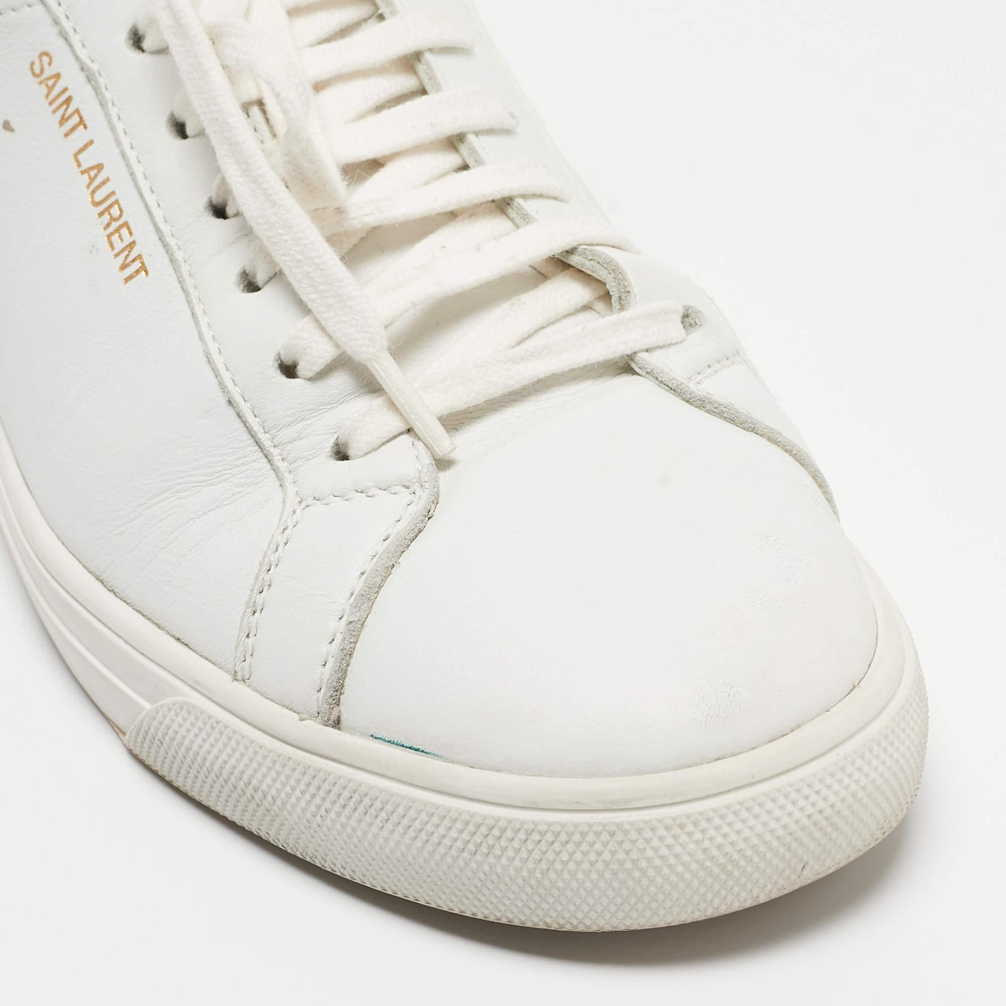 Saint Laurent White White Leather Low Top Sneakers Size 38.5 4