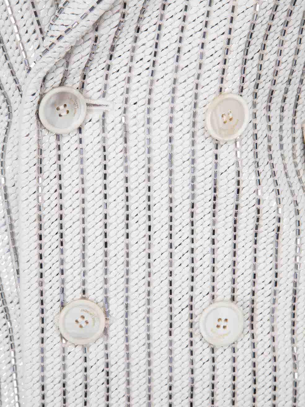 Women's Saint Laurent White Wool Beaded Stripe Blazer Jacket Size S For Sale