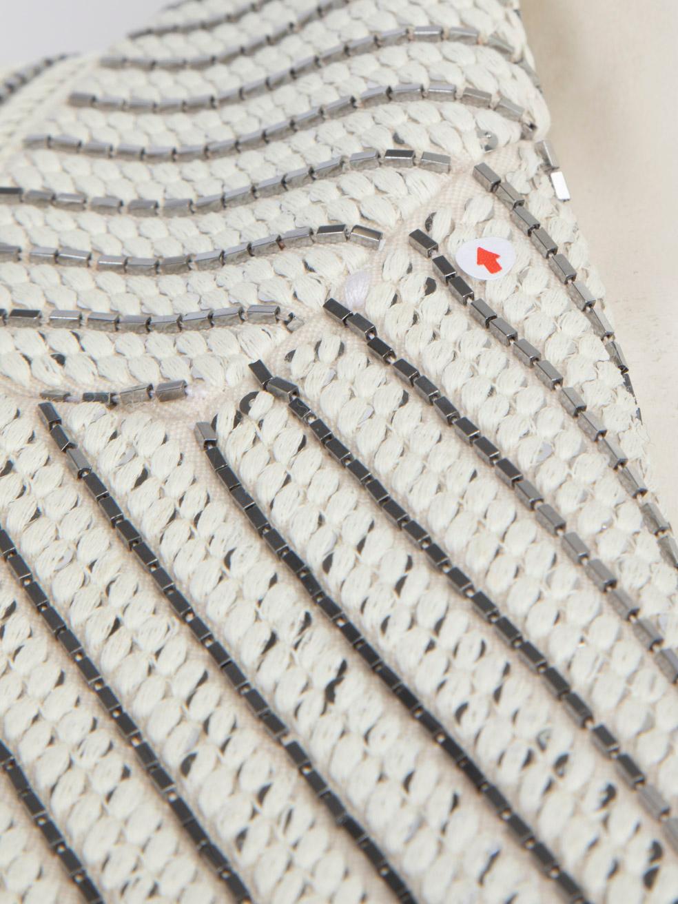 Saint Laurent White Wool Silver Beaded Blazer Size S 1