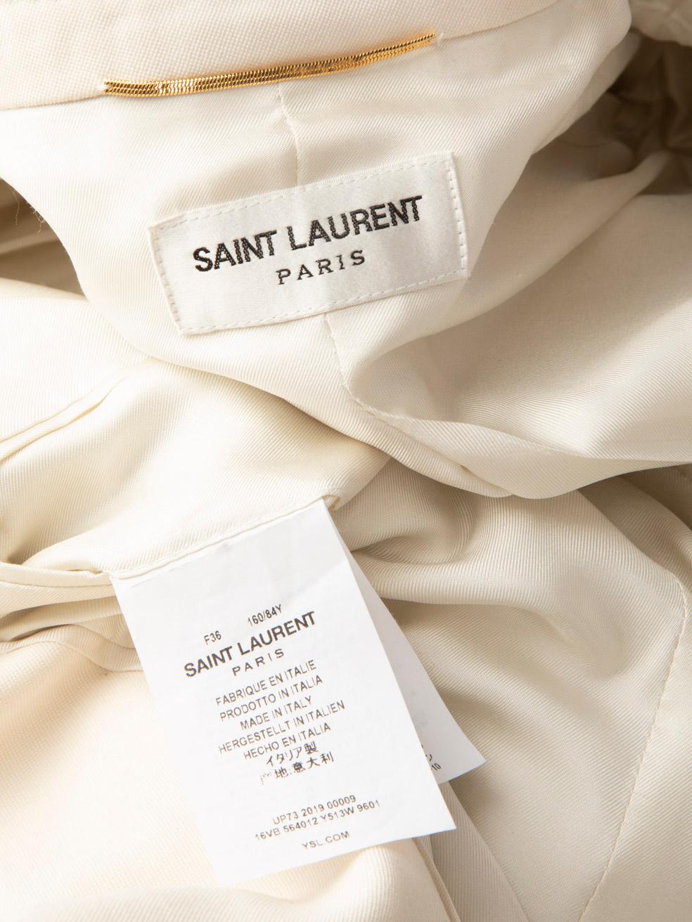 Saint Laurent White Wool Silver Beaded Blazer Size S 3