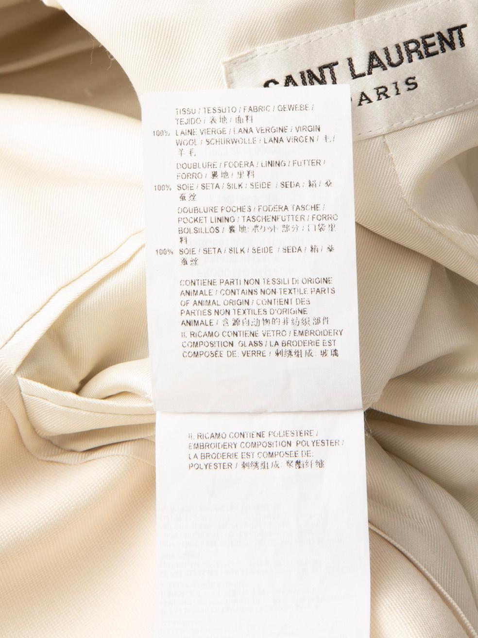 Saint Laurent White Wool Silver Beaded Blazer Size S 4