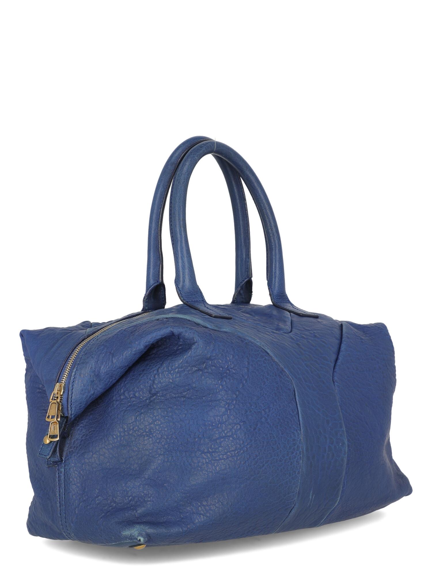 Blue Saint Laurent Woman Handbag Navy Leather For Sale