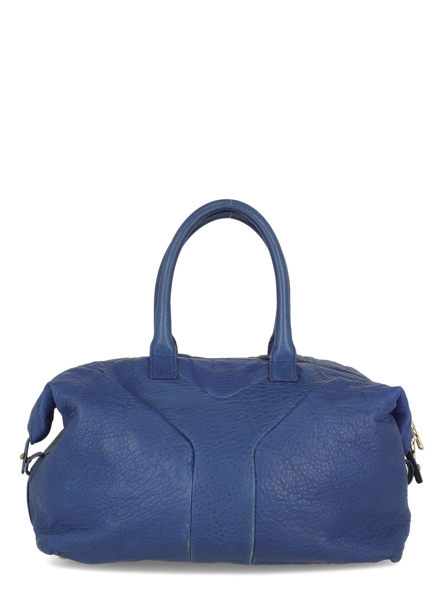 Saint Laurent Woman Handbag Navy Leather In Fair Condition For Sale In Milan, IT