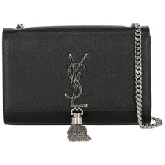 Saint Laurent Frau Umhängetasche Pompom Kate Schwarz Leder