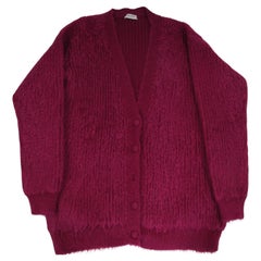 Saint Laurent Women Cardigan Size XL Purple Wool Mohair Poly Blend Sweater