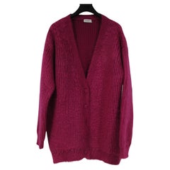 Saint Laurent Women Cardigan Size XL Purple Wool Mohair Poly Blend Sweater
