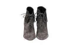 Saint Laurent Women Fringe Lace Up Ankle Booties US 9 EU 39 Grey Suede Boots