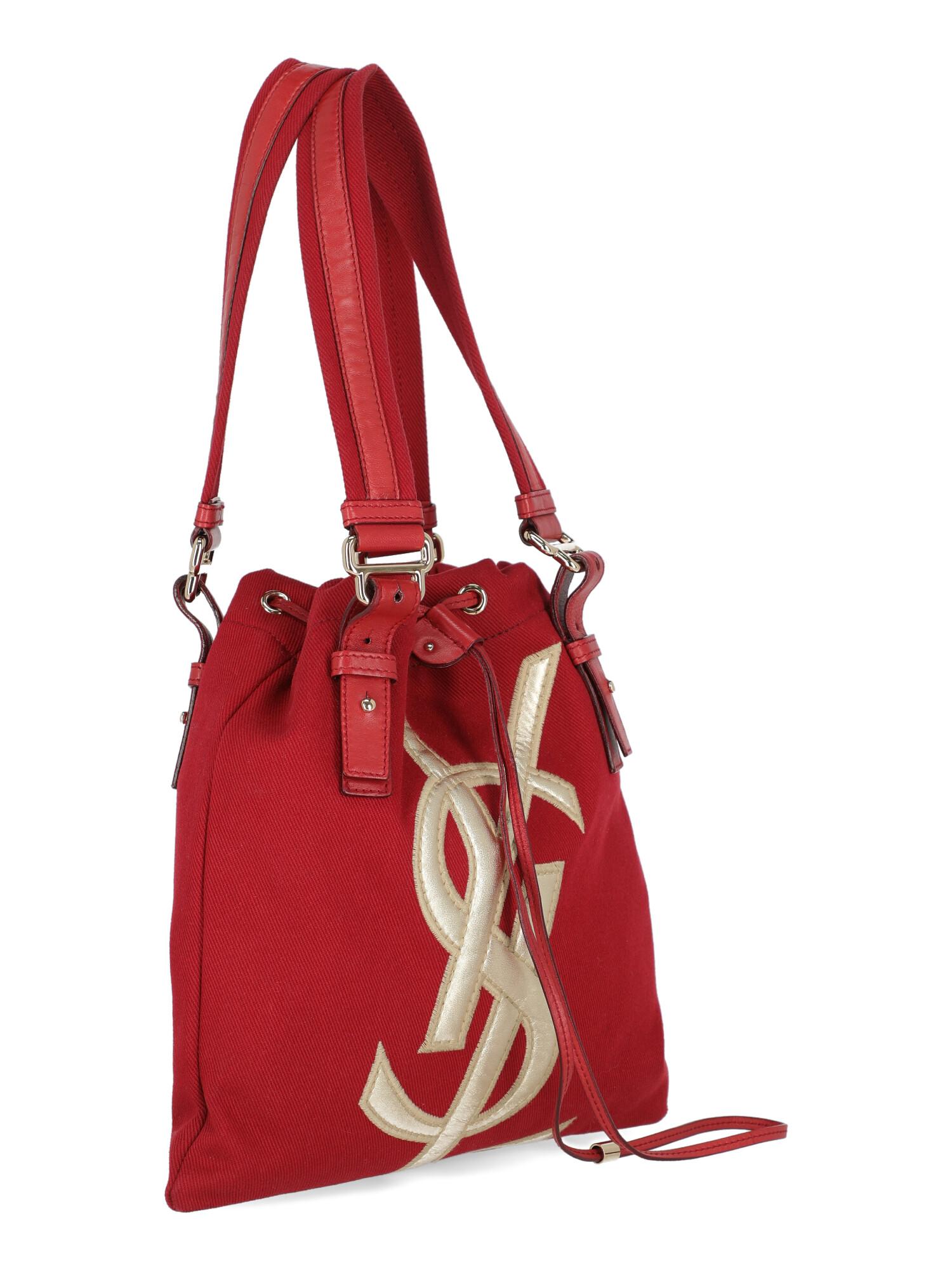 Saint Laurent Women Handbags Red Cotton  In Good Condition For Sale In Milan, IT