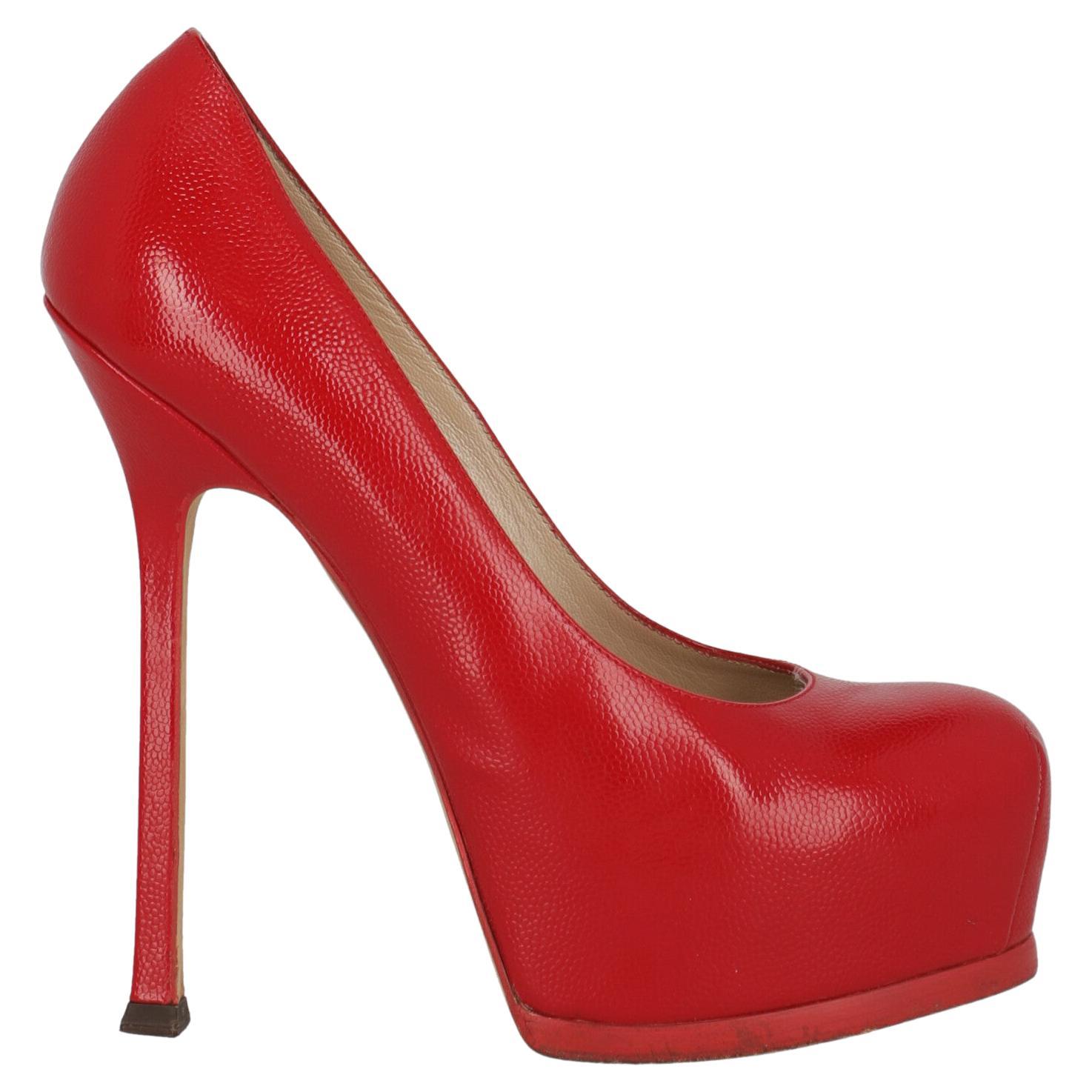 Saint Laurent Women Pumps Red Leather EU 37 For Sale