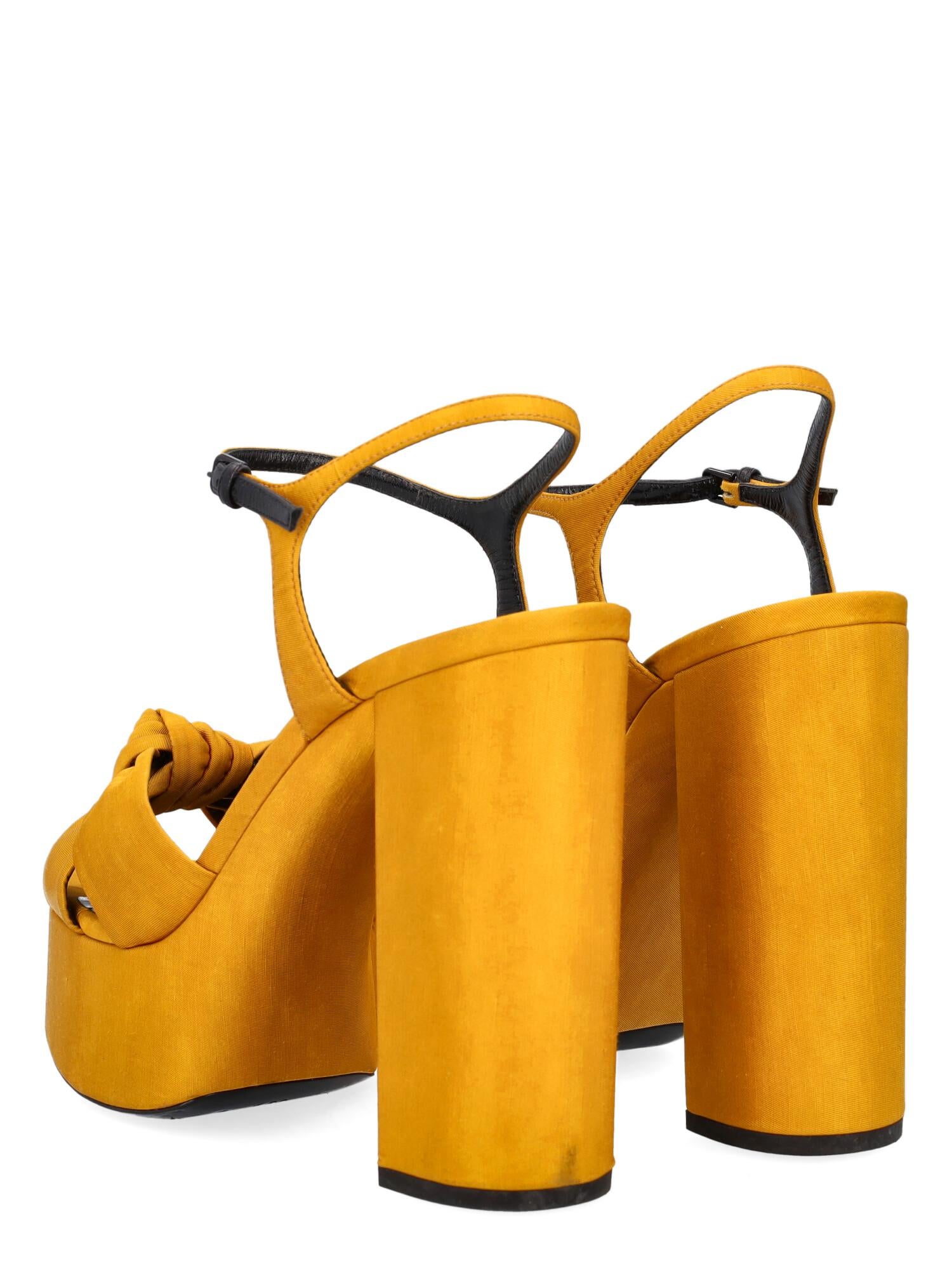 Saint Laurent Women Sandals Yellow Fabric EU 39 In Good Condition For Sale In Milan, IT