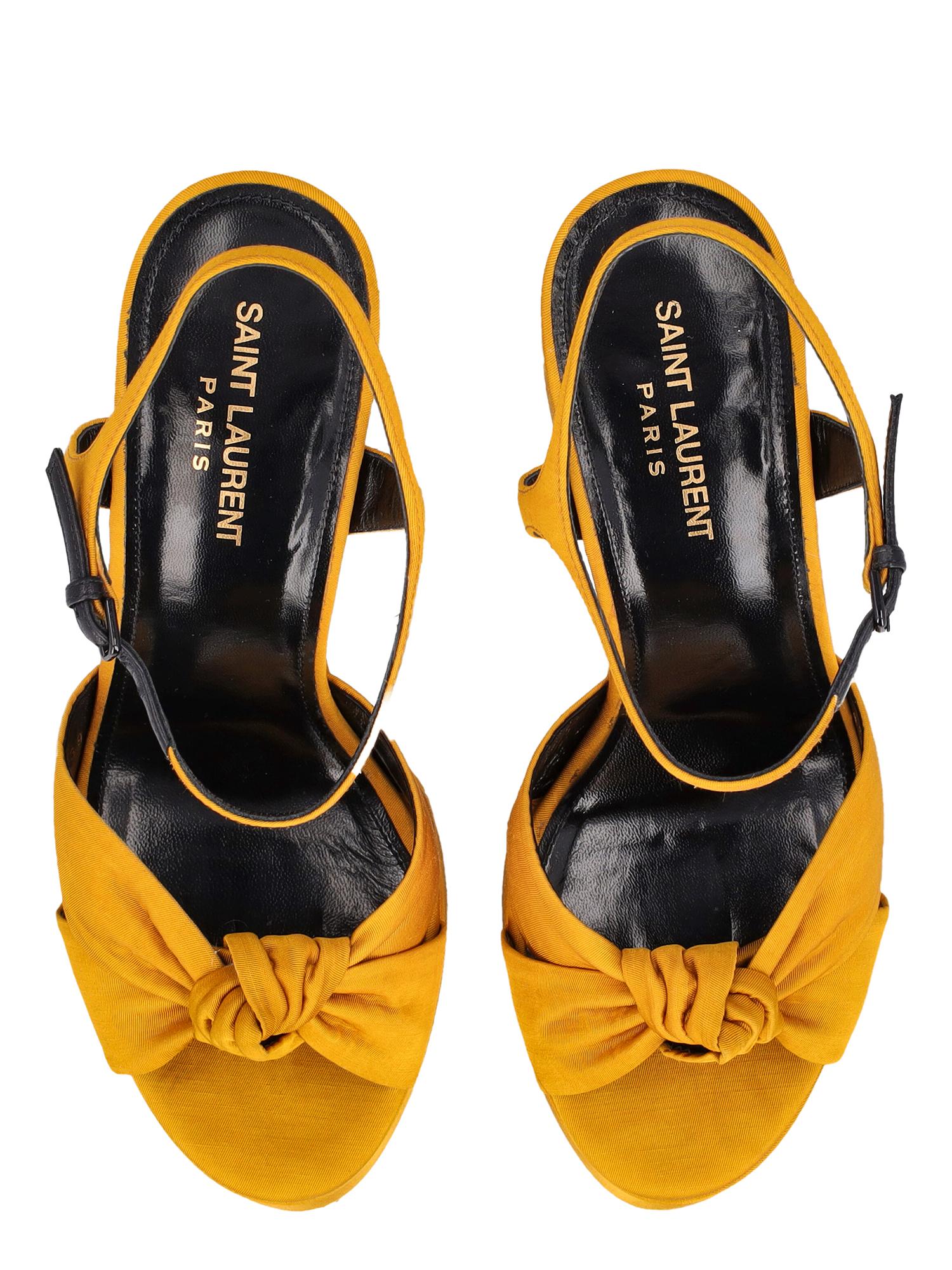 Saint Laurent Women Sandals Yellow Fabric EU 39 For Sale 1
