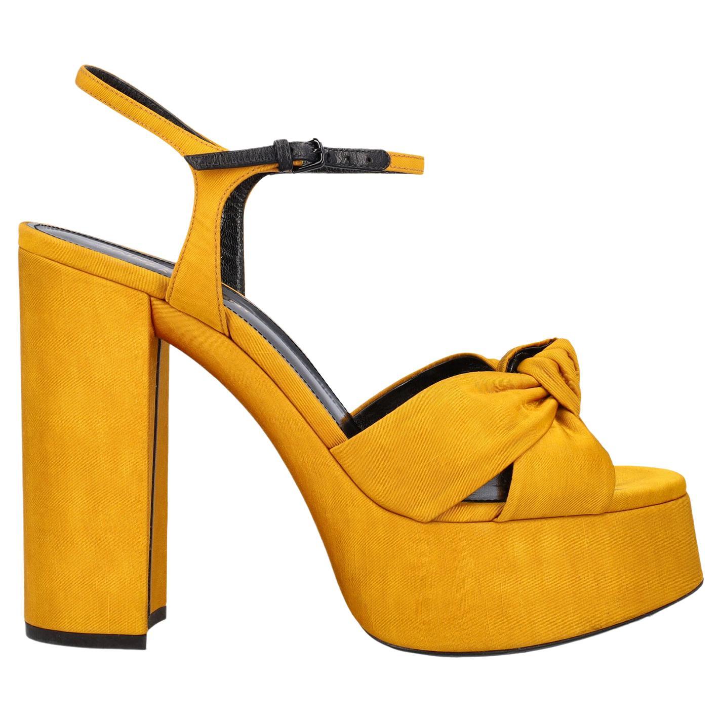 Saint Laurent Women Sandals Yellow Fabric EU 39 For Sale